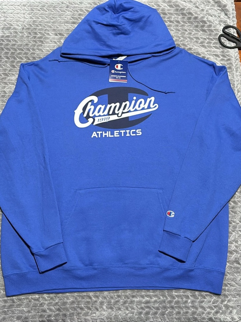 Champion Blue Pullover Hoodie with White Logo New with Tags- 2XL